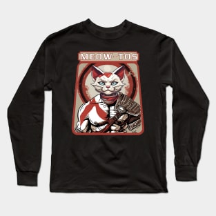 Meow tos feline god of war Long Sleeve T-Shirt